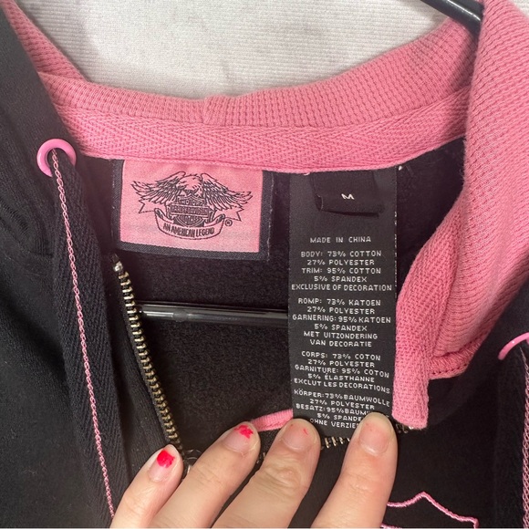 |VTG| HARLEY DAVIDSON Y2K Embroidered Full Zip Hoodie - Picture 4 of 5